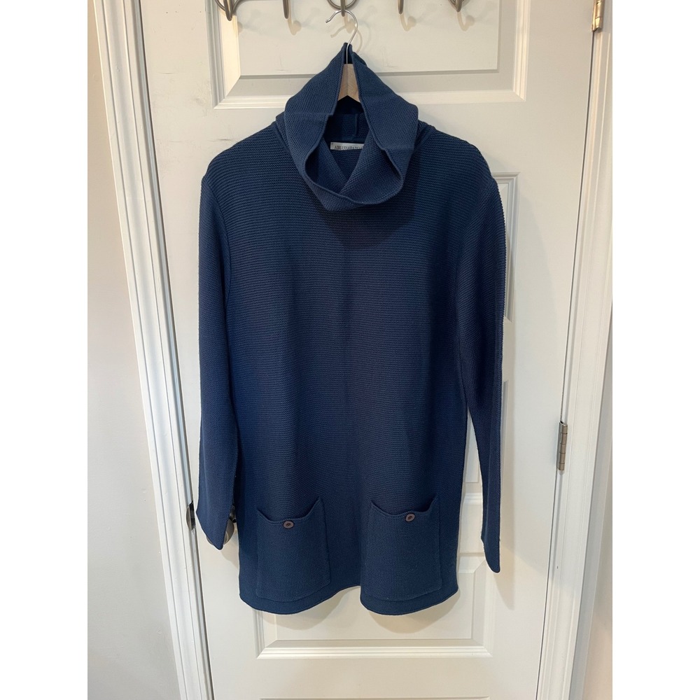 Adrianna Papell Woman Blue Cowl Neck Tunic Sweater Wool Blend Plus Size 1X